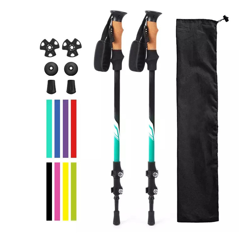 LARIBON Outdoor Alpenstock Carbon Fiber Walking Sticks Telescoping Foldable Self Defense Hiking Trekking Poles Sticks