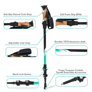 LARIBON Outdoor Alpenstock Carbon Fiber Walking Sticks Telescoping Foldable Self Defense Hiking Trekking Poles Sticks