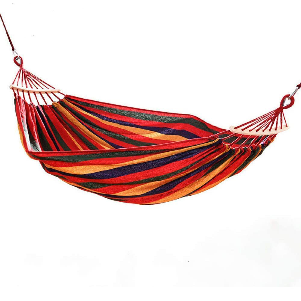 Extra Large Casual Brazilian-Style Cotton Camping Hammock with Hardwood Spreader Bar