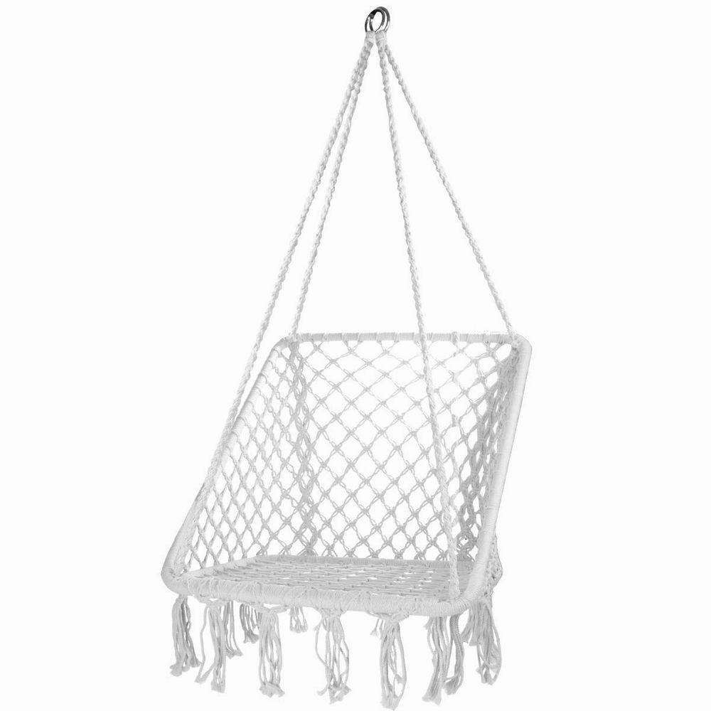 Macrame Lounging Hammock Hanging Swing Chair for Home Bedroom Patio Deck Yard Garden