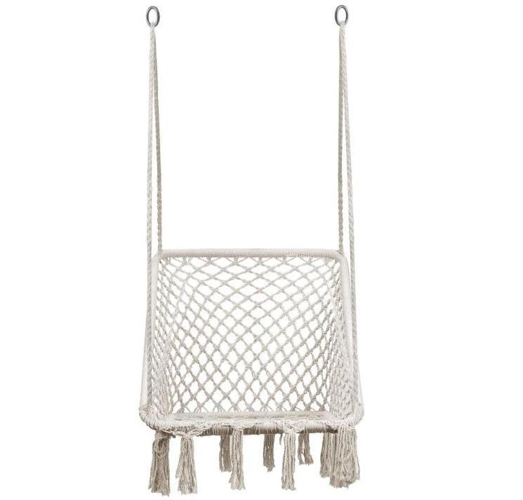 Macrame Lounging Hammock Hanging Swing Chair for Home Bedroom Patio Deck Yard Garden