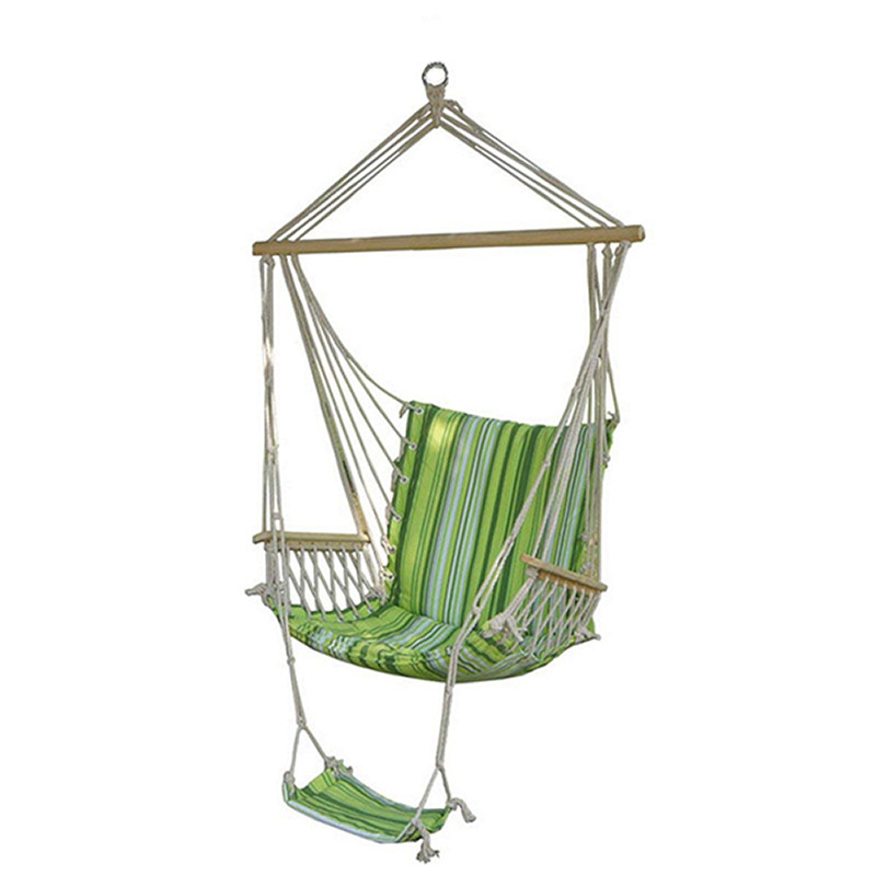 Supports 330 lbs Wooden Stick Garden Hanging Swing Chair with Armrests for Indoor Outdoor