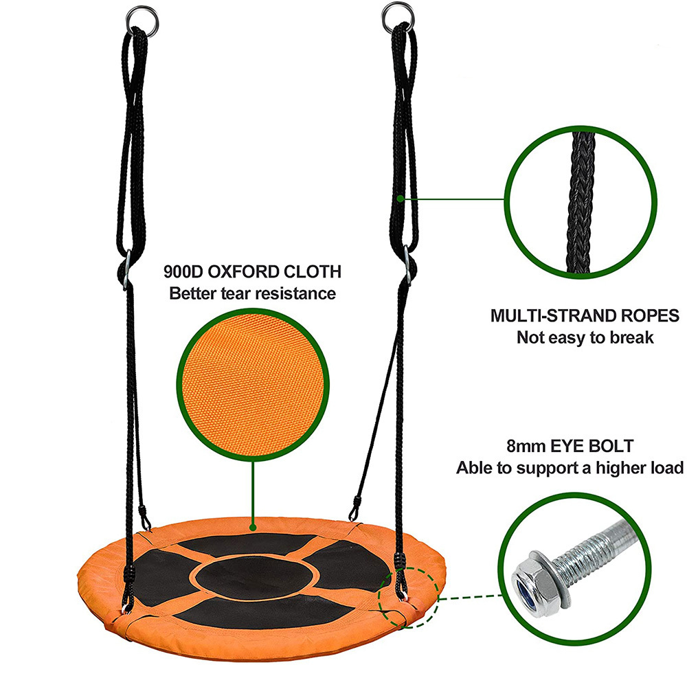 Waterproof 900D Oxford Cloth Saucer Hanging Tree Swing with Adjustable Multi-Strand Ropes