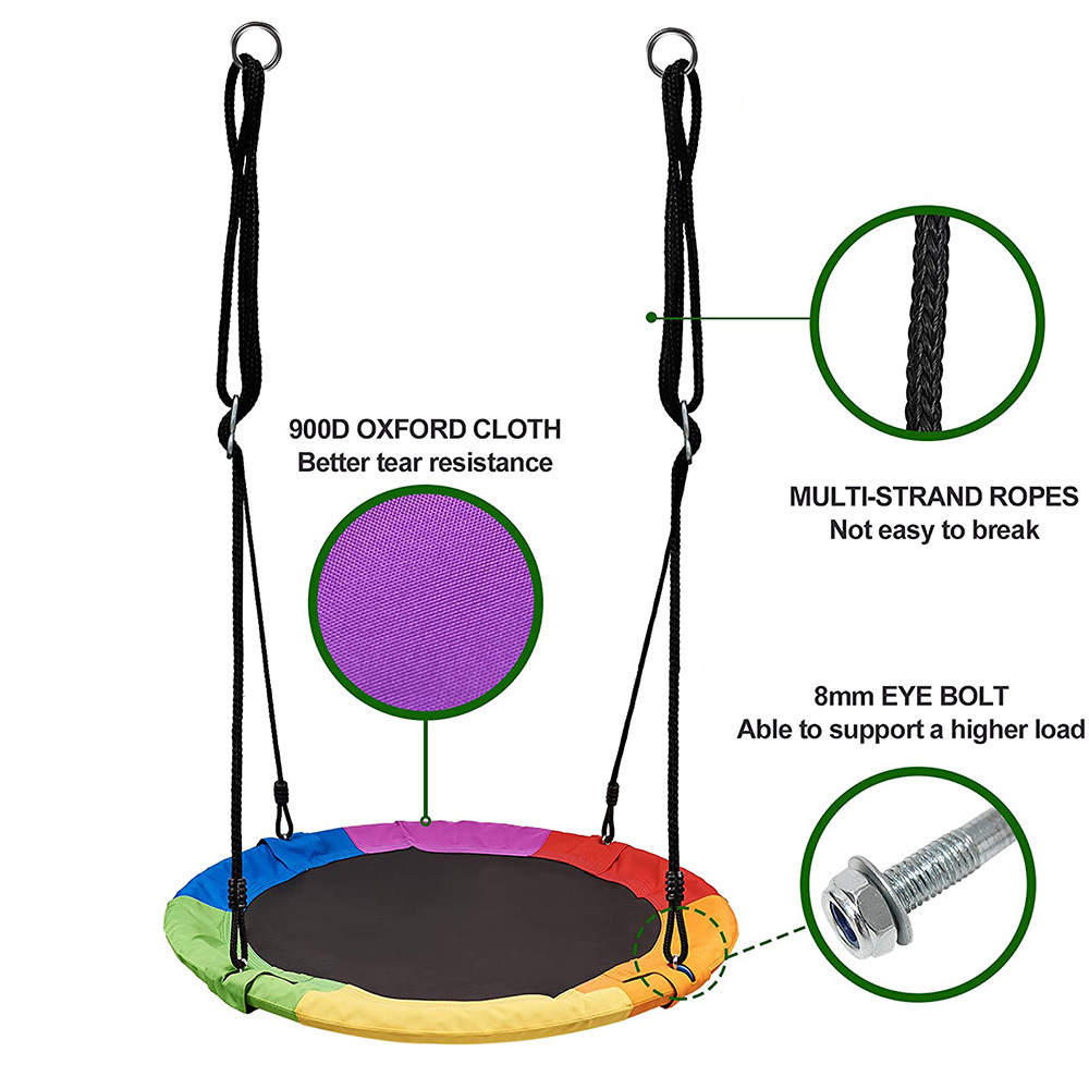 Waterproof 900D Oxford Cloth Saucer Hanging Tree Swing with Adjustable Multi-Strand Ropes