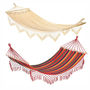 Elegant Outdoor Leisure Macrame Tassels Hammock with Spreader Bar