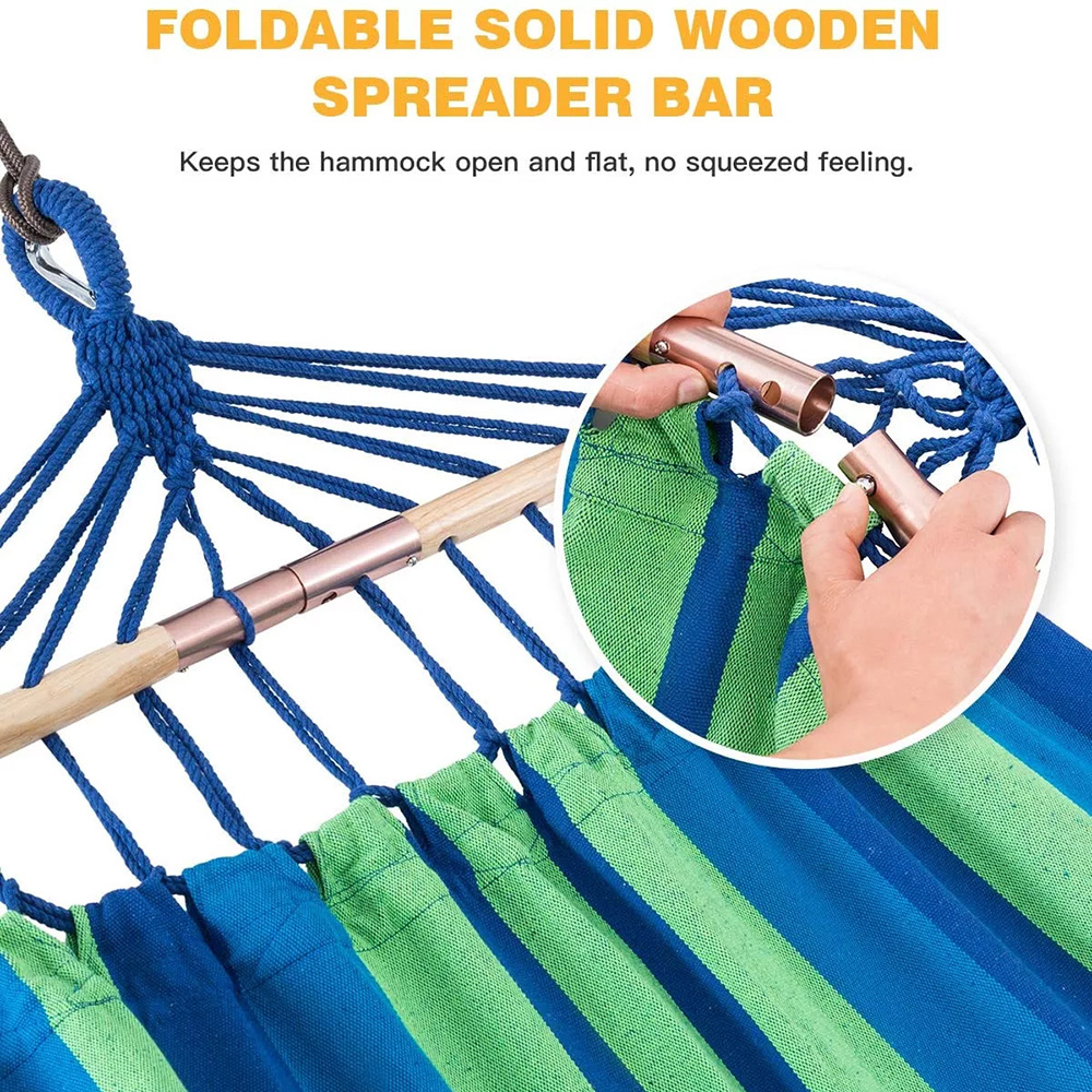 Customized Outdoor Canvas Hammock with Curved Bamboo Spreader Bar