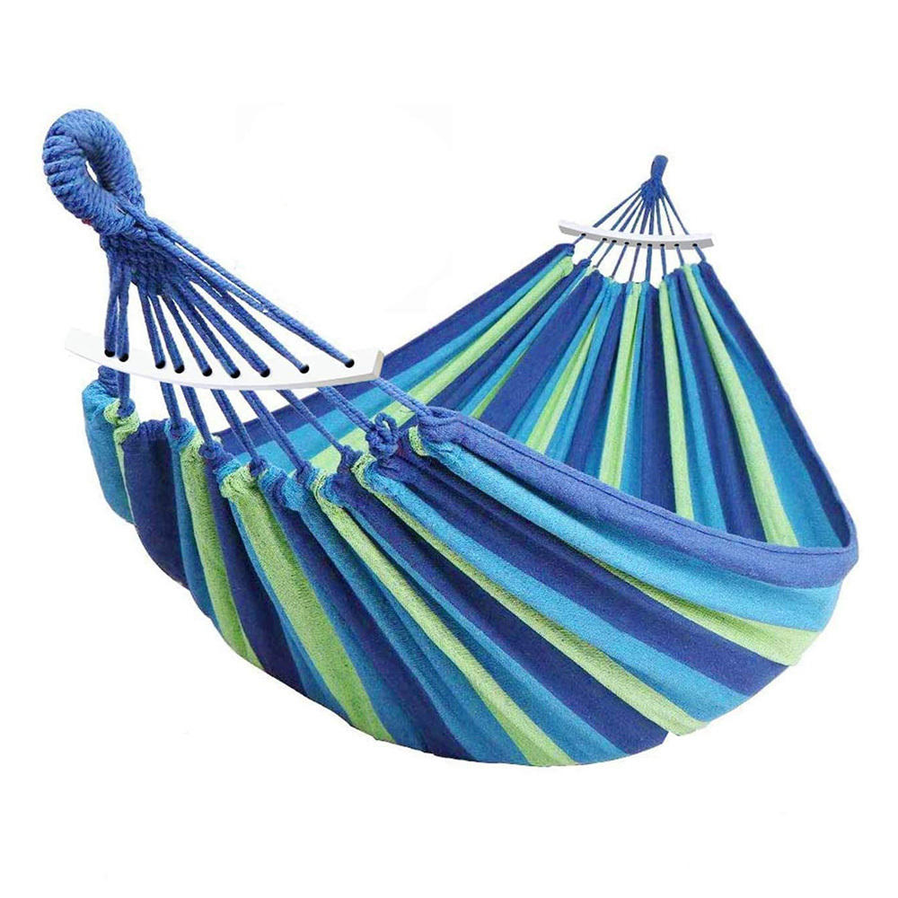 Customized Outdoor Canvas Hammock with Curved Bamboo Spreader Bar