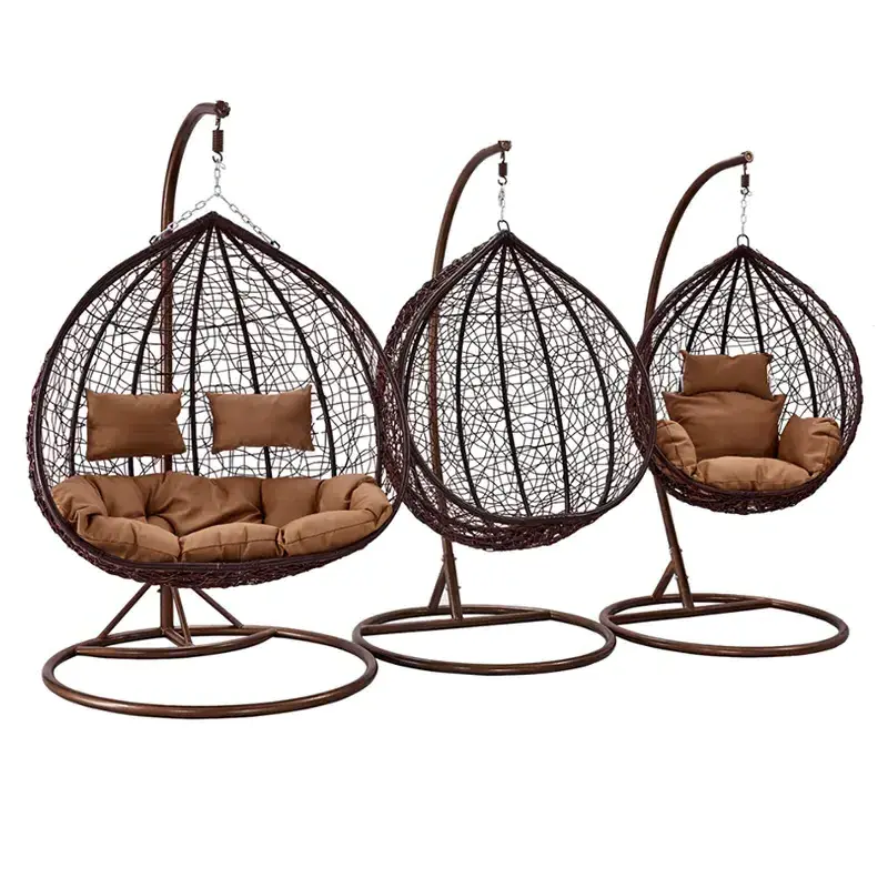 Modern Double Hanging Garden Swing Egg Chair leisure Basket Wicker Rattan bird's nest Swing Chair