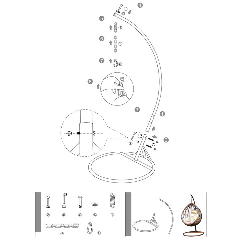 Robust and Durable Swing Chair Leisure Furniture Garden Swing Chairs Outdoors with Stand and Soft Cushion