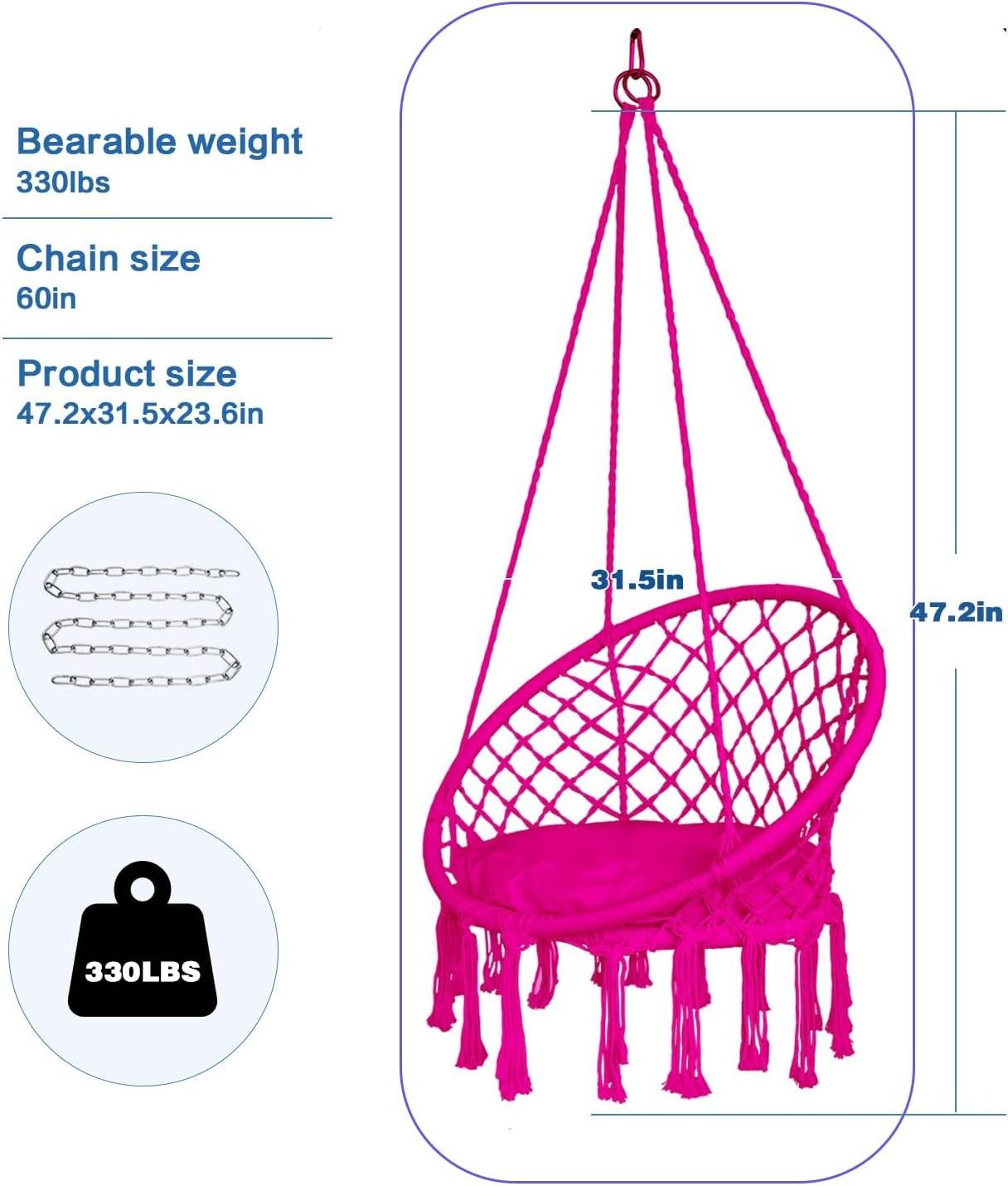 Garden Furniture Robust and High Quality Swing Chair Hanging Netted Hammock Chair Swing with Tassels and Cushion