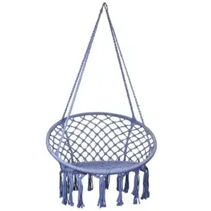 Garden Furniture Robust and High Quality Swing Chair Hanging Netted Hammock Chair Swing with Tassels and Cushion