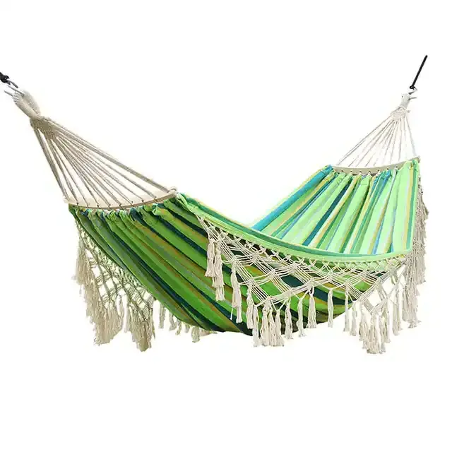 Two-Person Outdoor Camping Hammock with Stand Swinging Chair Hanging Bed Canvas Rocking Chair