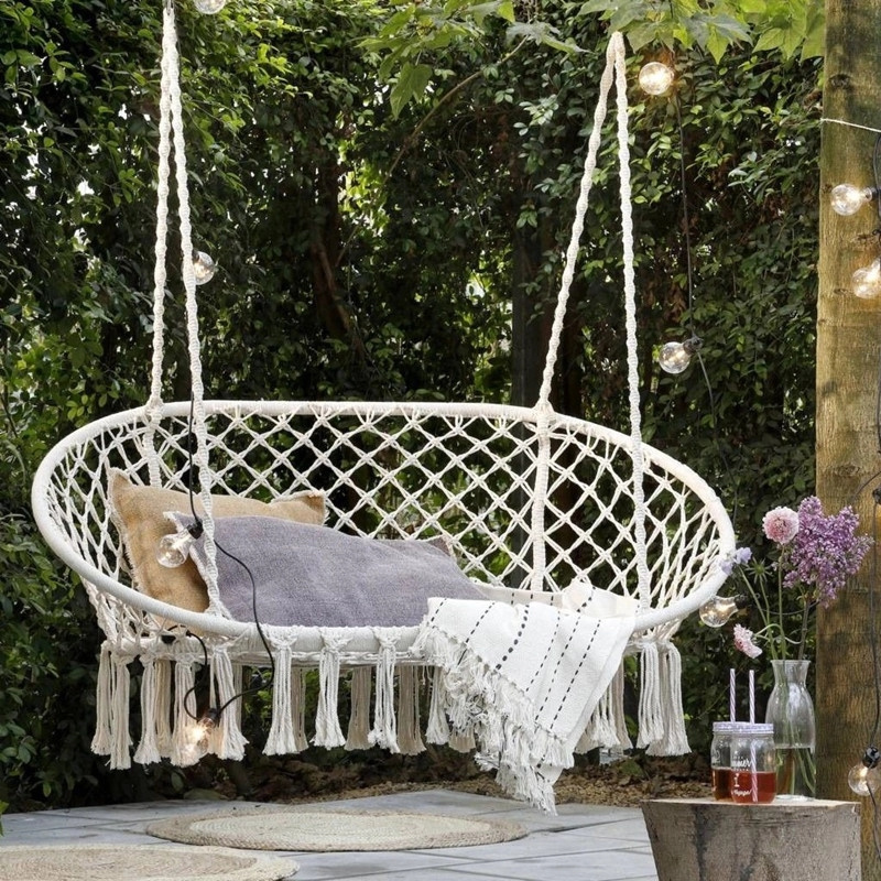 Scandi-Boho Style Contemporary Casual Double Hammock Swing Chair