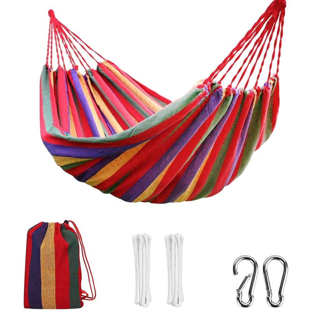 Boho Soft Woven Cotton Fabric Double Hanging Hammock