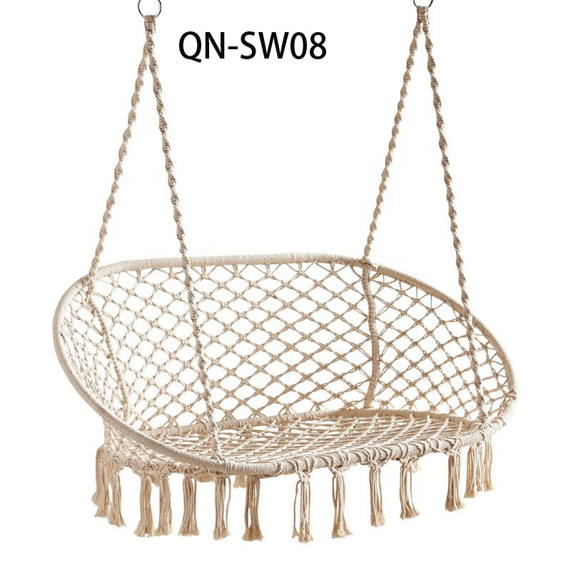 530 Pounds Capacity Double Cotton Hanging Rope Sky Chair for Garden Patio