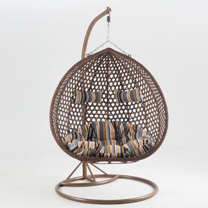 Teardrop Double PE Rattan Wicker Hanging Swing Nest with Stand