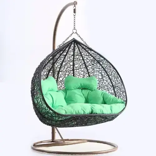 Modern Robust and Durable Garden Furniture Outdoor Indoor Patio Swing Hanging Chair with Stand and Cushion