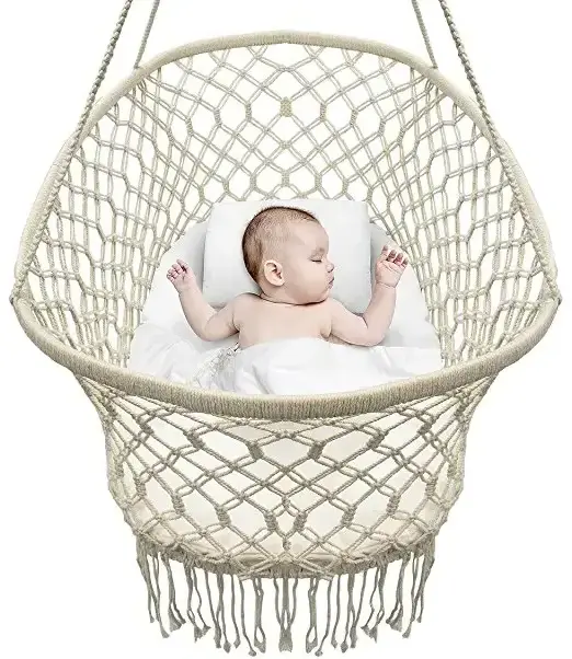 High Quality Sleeping Baby Bed With Hooks Cradle Swing White And Black Macrame Hanging Chair Moses Basket