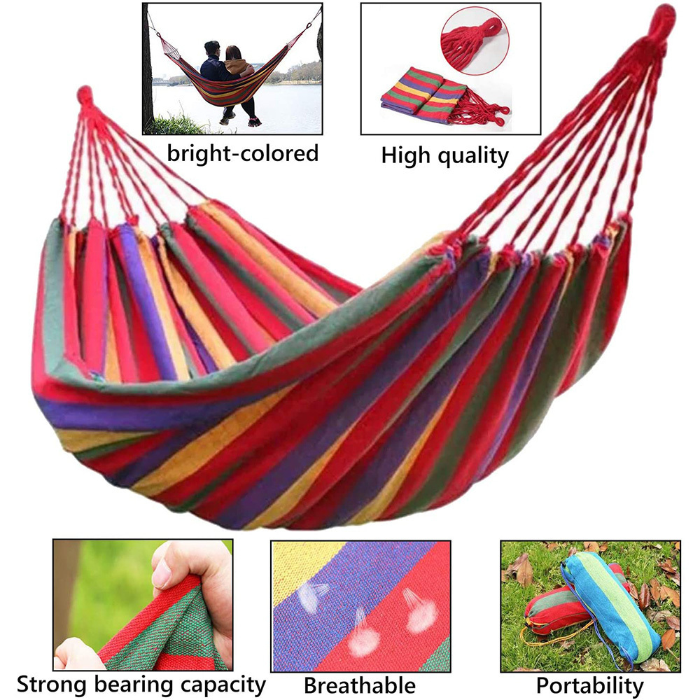 Boho Soft Woven Cotton Fabric Double Hanging Hammock