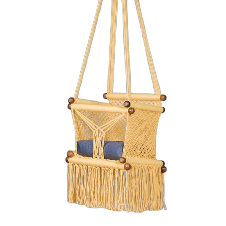 Boho Style Hanging Cotton Rope Weaved Macrame Hammock Chair for Infant to Toddler