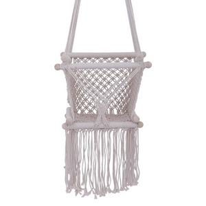 Boho Style Hanging Cotton Rope Weaved Macrame Hammock Chair for Infant to Toddler