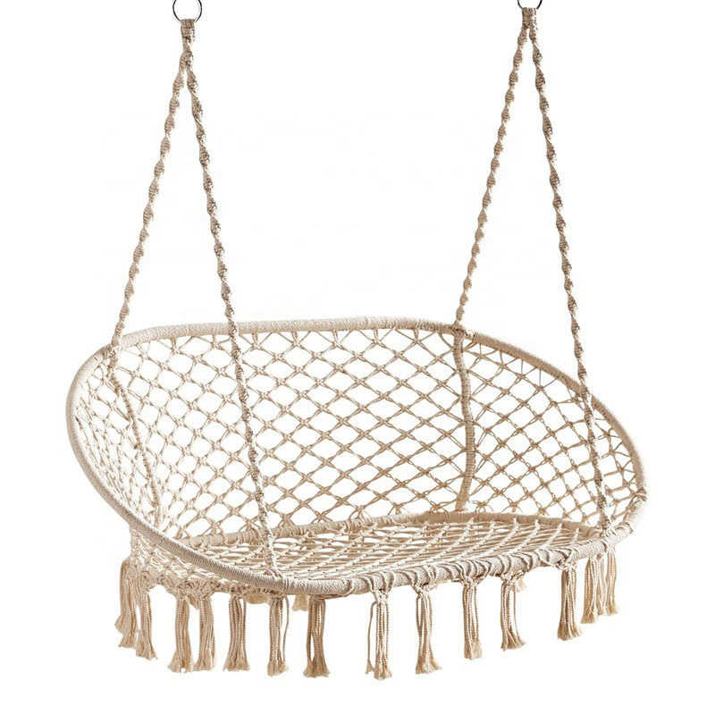 530 Pounds Capacity Double Cotton Hanging Rope Sky Chair for Garden Patio