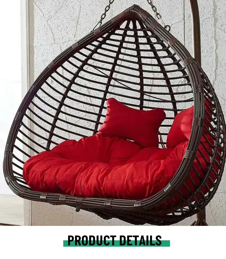 Double person Swing Hanging Chair Robust and Durable Garden Double Egg Hammock Chair with Stand and Cushion