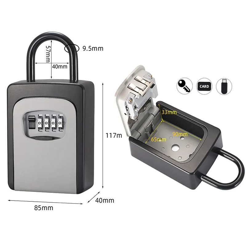 Custom extra large wall mount metal lockbox code combination safe key storage lock box for keys outdoor