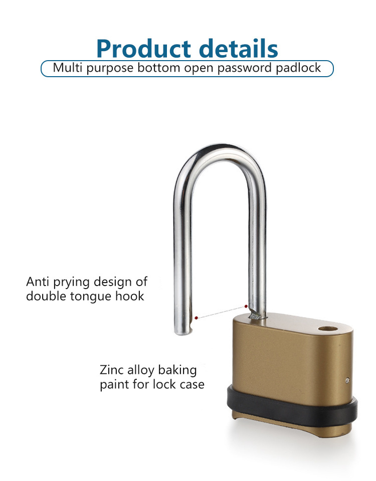 Zinc Alloy 4 Digit Hardened Shackle Weatherproof Outerdoor Locker Safety Combination Padlock