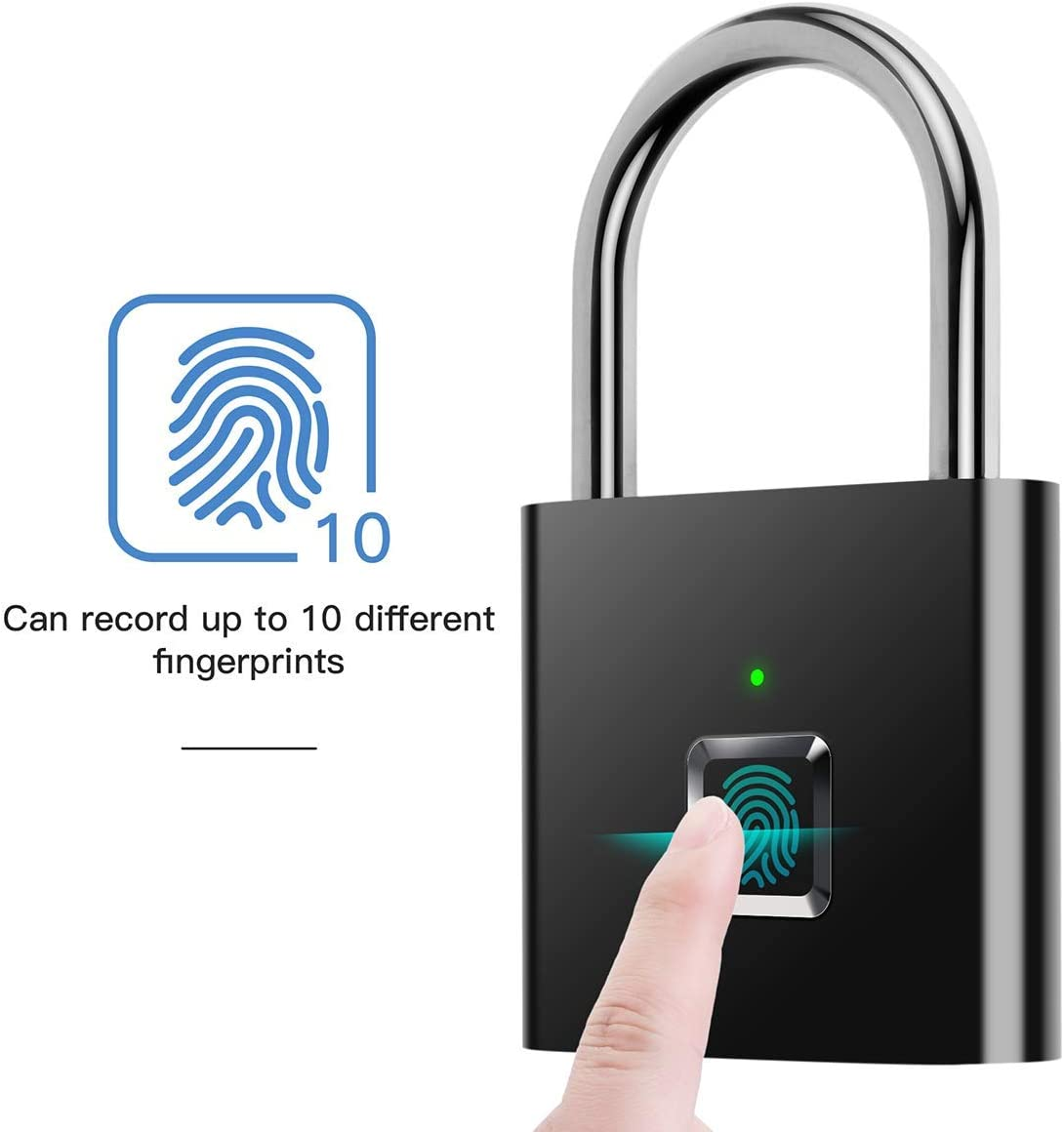 USB Rechargeable eletronic Door Lock Intelligent biometric Smart keyless touch outdoor waterproof metal fingerprint padlock