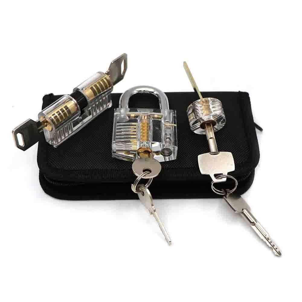 17 pcs locksmith gift training set high quality lockpicking locksmith tools transparent extractor set lock pick