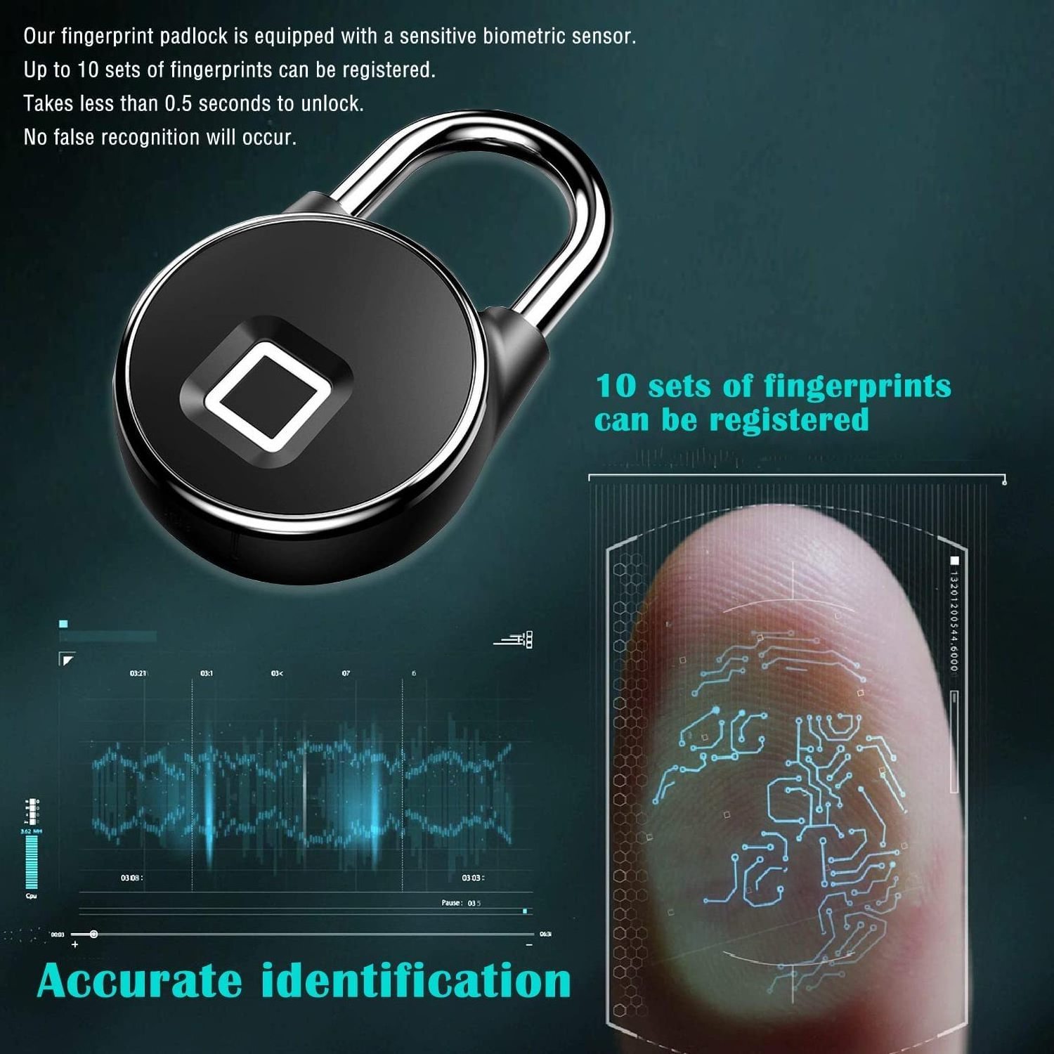 Intelligent  Portable Household Dormitory Biometric Luggage Box Smart Anti-theft  Fingerprint Padlock