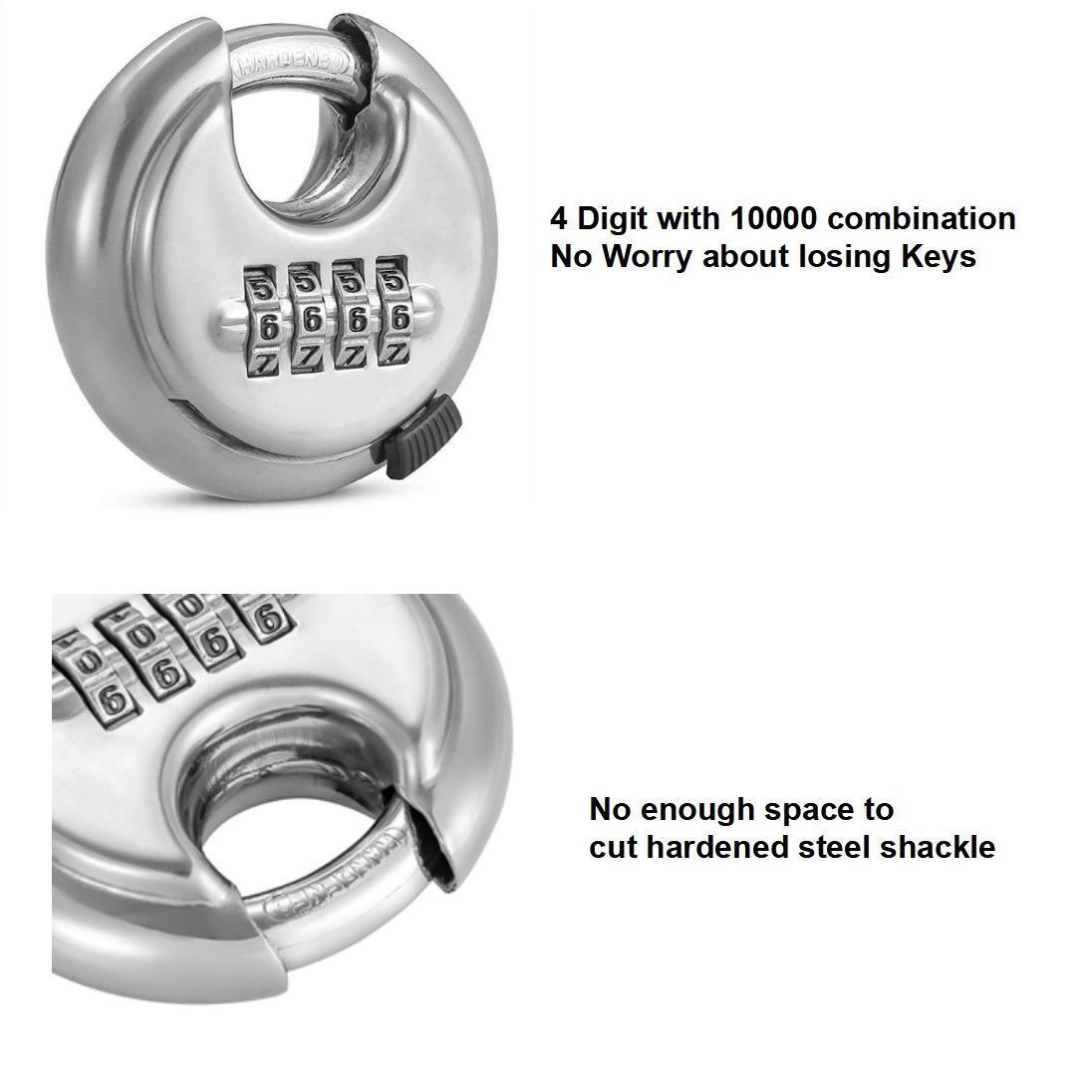 Steel Keyless Heavy Duty Resettable Hardened 70mm Stainless Steel keyless  Digital Combination disc padlock