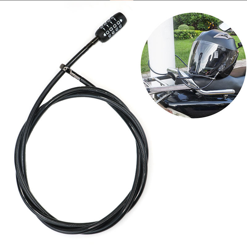 Hot selling Anti-thift 1.8m thick steel  4 digital combination cable bike motorcycle helmet lock