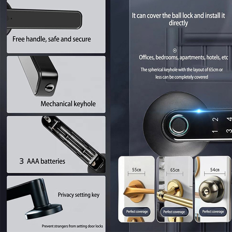 keyless entry app unlock password code biometric fingerprint door lock handle