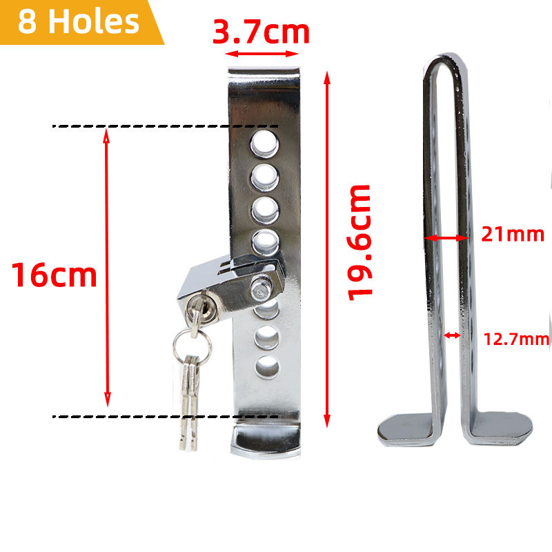 Security Car Auto Stainless Steel Clutch Lock Anti-Theft Device 8 Holes Brake Pedal Lock