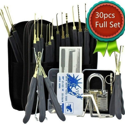 wholesale 30pcs locksmith lock picking one transparent padlock card locksmith tool lock pick set