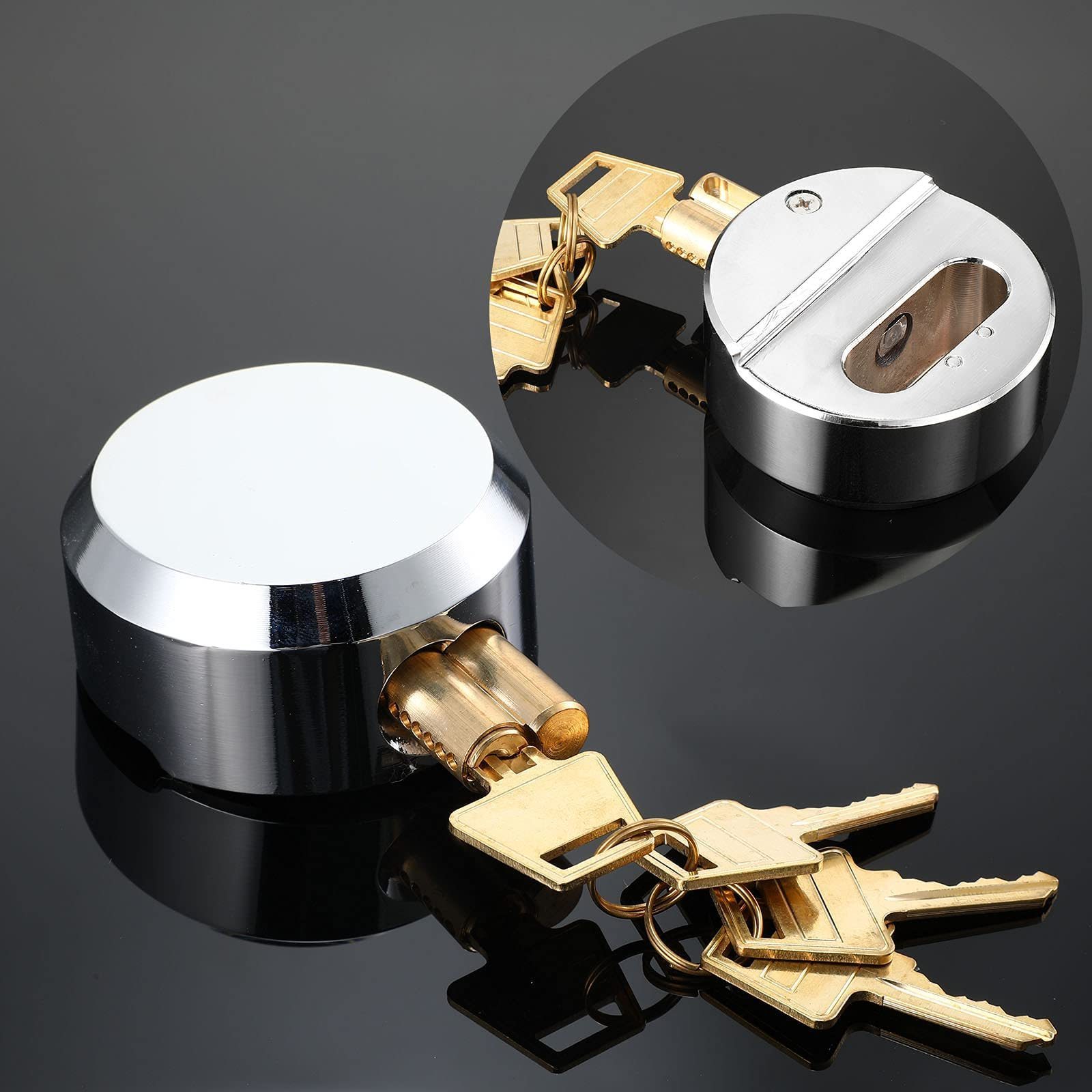 73mm round  hidden shackle key padlock steel truck van hockey puck steel padlock with Enlarged Lock