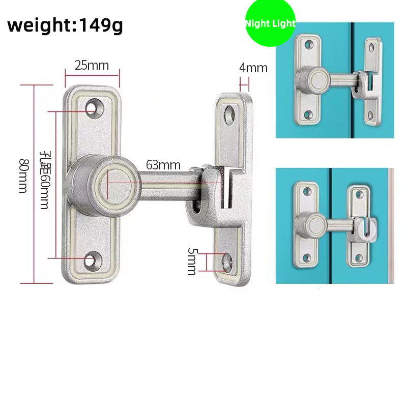 toilet slide door night light 90  Degree reinforcement lock security barn door latch lock For Sliding Wooden Doors