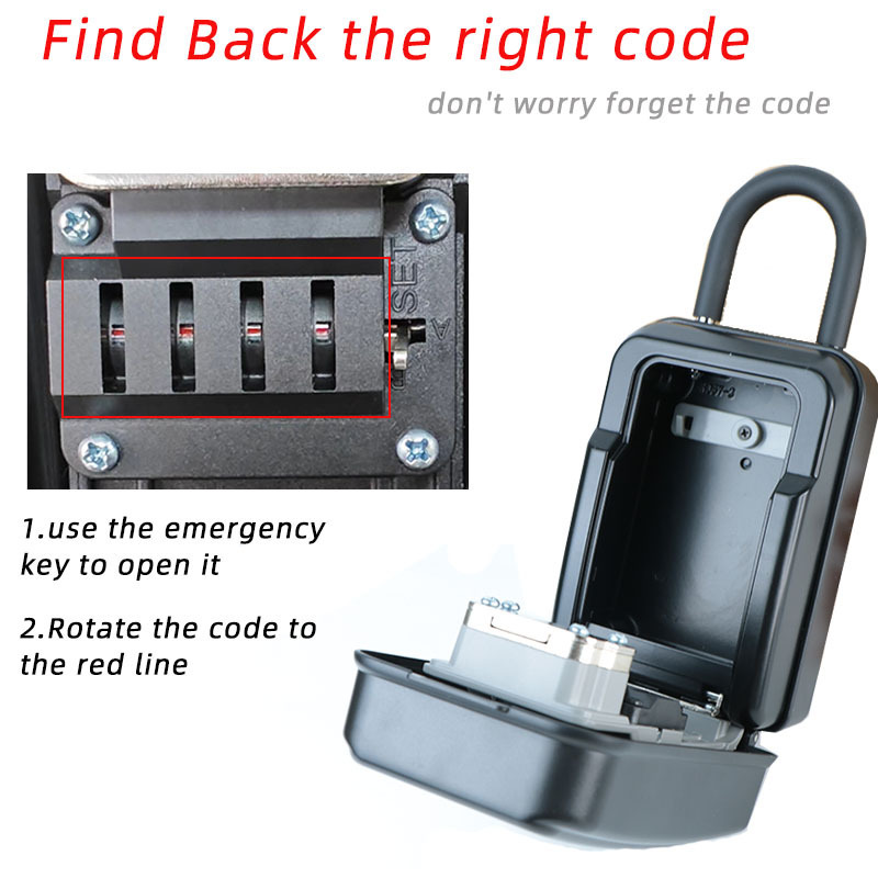 outdoor wall amount waterproof metal lockbox safe key lock box with emergency key for house key