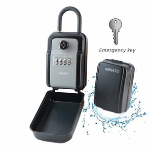 outdoor wall amount waterproof metal lockbox safe key lock box with emergency key for house key