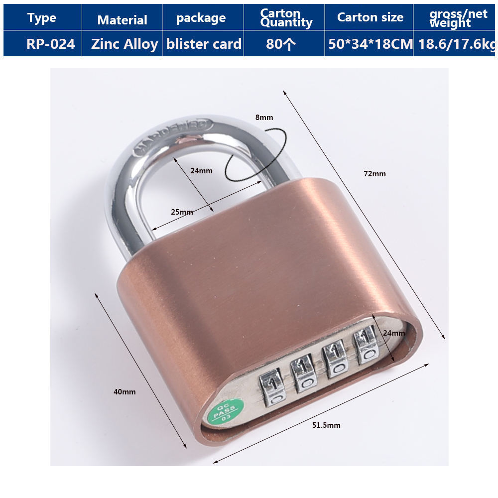 outdoor warehouse  locker code colorful waterproof zinc alloy 4 digit number combination padlock