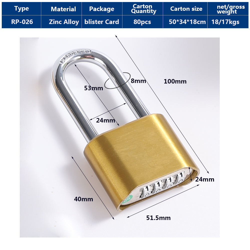 outdoor warehouse  locker code colorful waterproof zinc alloy 4 digit number combination padlock