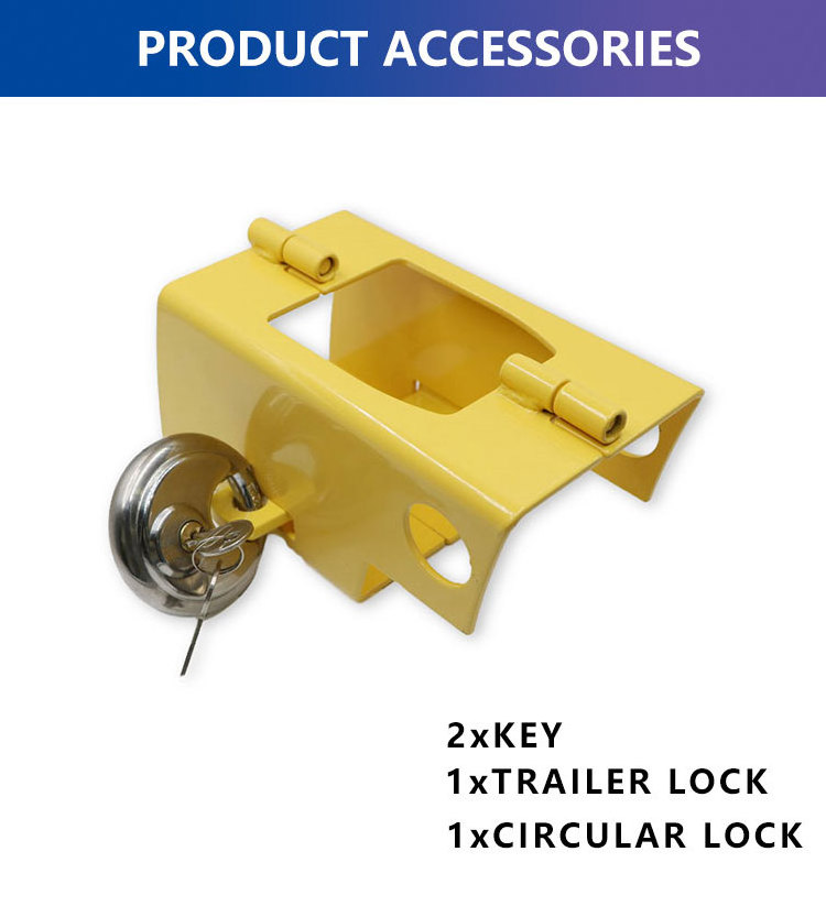 Yellow Iron 20cm Length Anti-Theft Towbar Trailer Lock for disconnected trailer with Disc Padlock