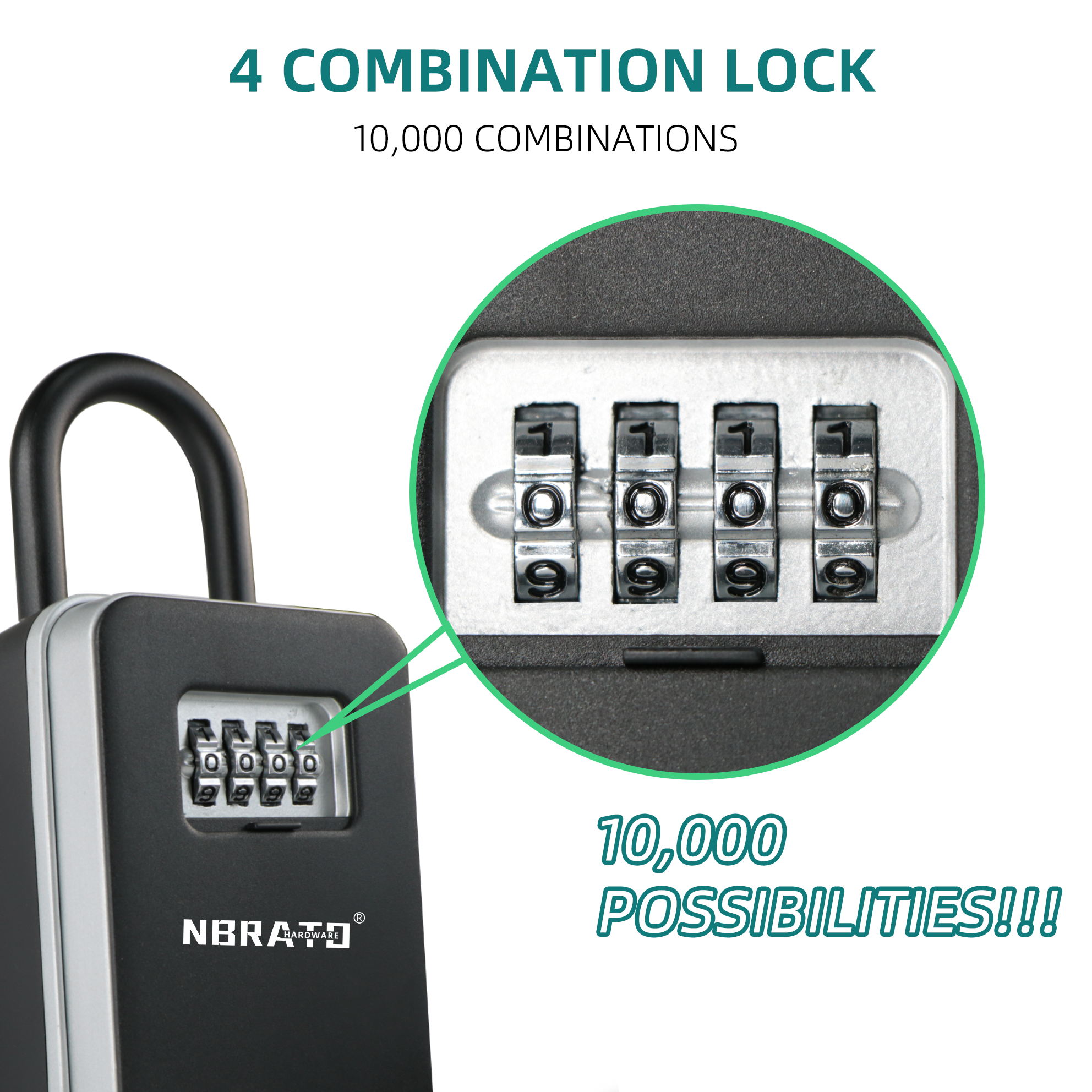 2024 aluminium alloy light weight key storage 4 digit combination lock box for outside house key