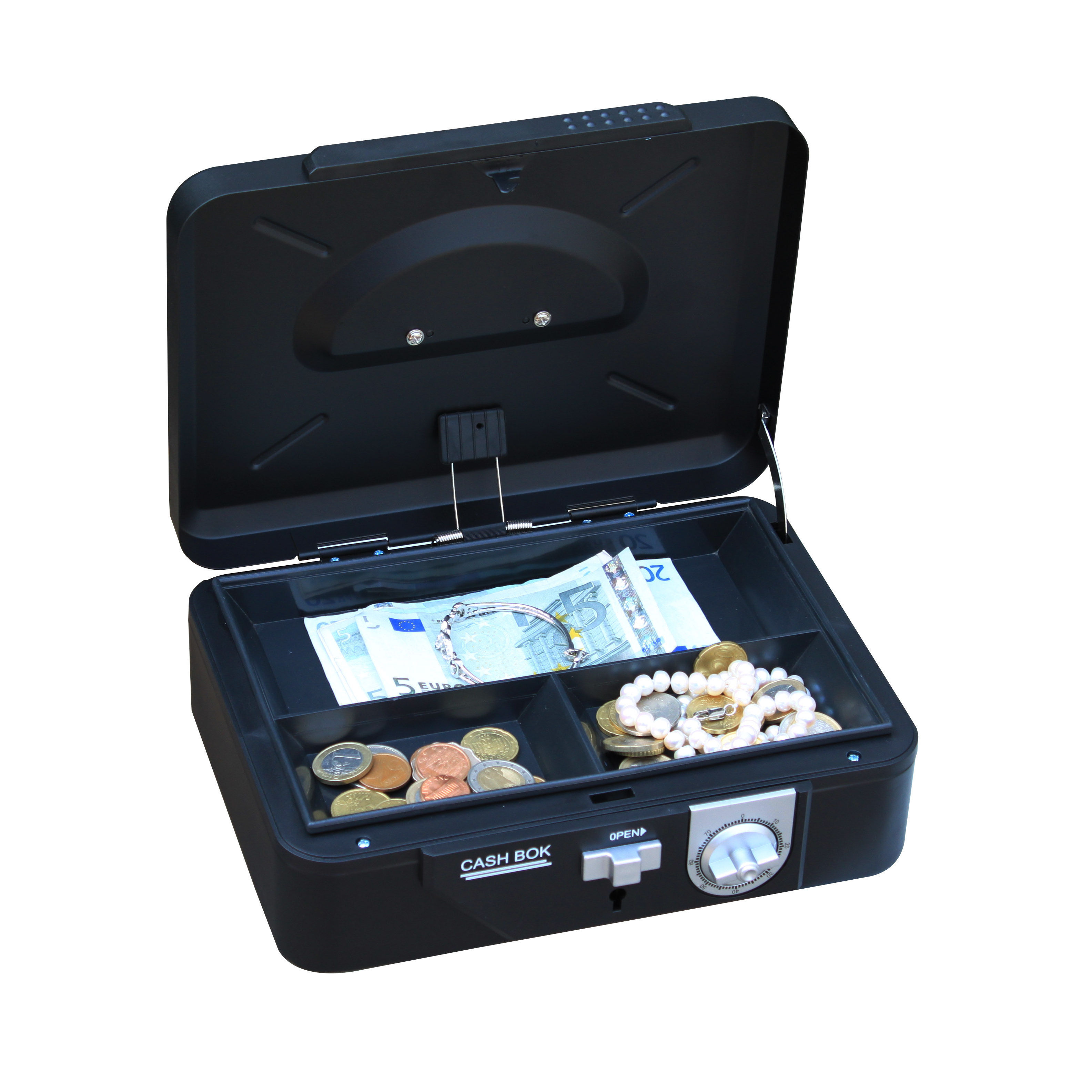 10''  10 inch  steel 2  key Lock Safe Metal Small Locking Box Cash Box with Money Tray