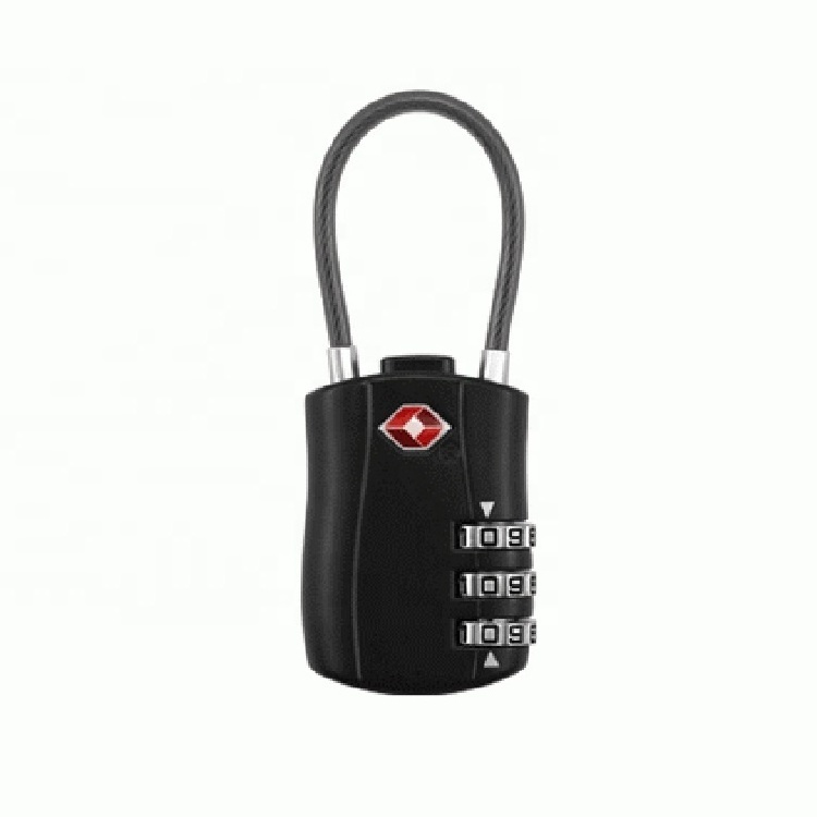 Wholesale travel retractable password cable lock luggage 3 digit combination TSA lock