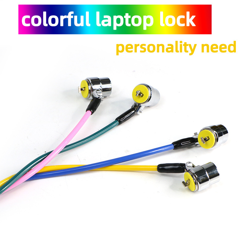 color customization colorful 2m cable pink blue green yellow  notebook phone laptop security lock with anchor plate