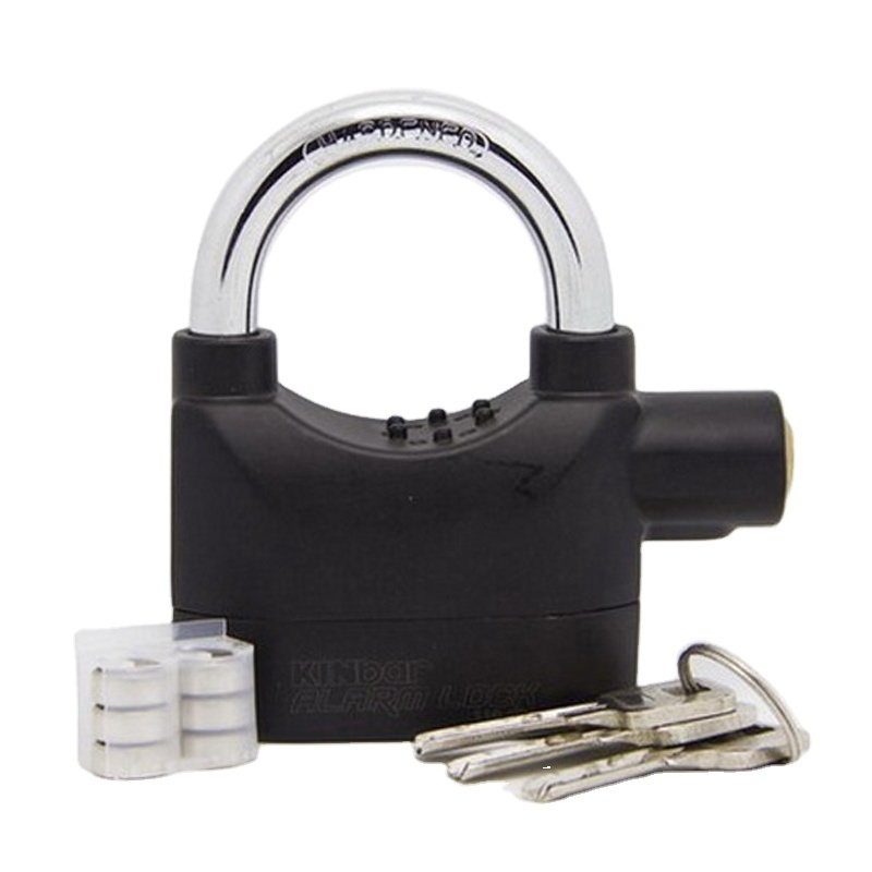 110 dba Black Security Anti Theft Siren Aluminum Alloy Alarm Padlock With 110 DB for Bike Motor Warehouse