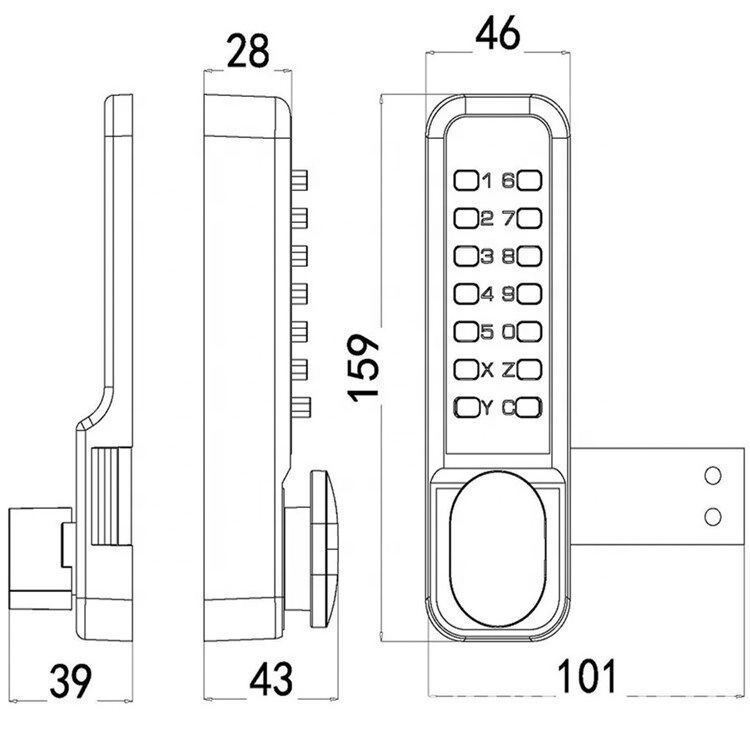 Vertical Keyless Zinc Alloy Electrical Digital Password Push Button drawer cabinet Door Lock